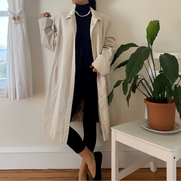 Jones New York Jackets & Blazers - Jones New York 90s Cream Trench Coat Button Up Cotton Blend With Lining Size M